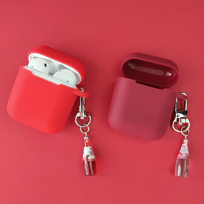 Простой яркий красный Силиконовый чехол для Apple Airpods аксессуары сумка наушников