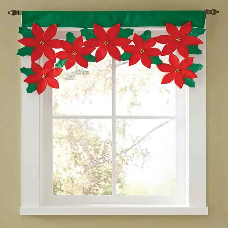 

Christmas Petals Blackout Curtains Solid Colors for the Living Room Kitchen Window Short Drape Panel Sheer New Year Decoration