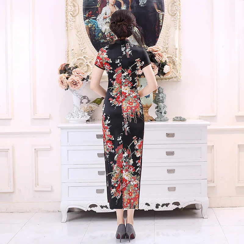 Plus Size 6XL Chinese Women Cheongsam Qipao Print Flower Long Dress Bride Wedding Gown chinese dress female evening dress
