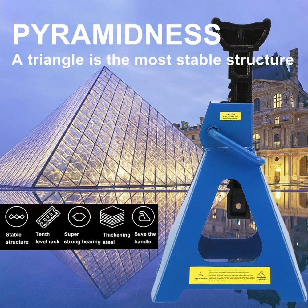 

Newest Pair Height Adjustable Jack Stand 6 Ton Lifting Capacity Car Support Frame Heavy Duty Car Floor Jack Vehicle Repair Tools
