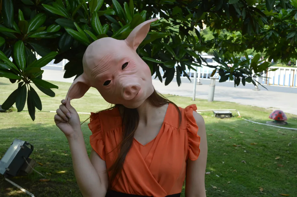 Горячая полная голова животных латексная Свинья Маска смешная тема вечерние маскарадные маски Карнавальная маска