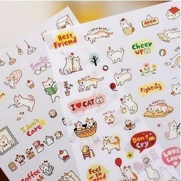 

Cute Lovely Sheet Paper Stickers for Diary Scrapbook Notebook Wall Decor DIY Cartoon Scrapbooking Stickers Children Play Toys