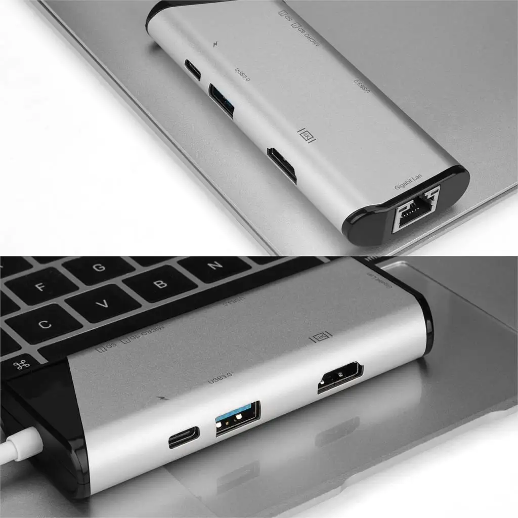 7 в 1 USB C концентратор USB-C HDMI Ethernet Rj45 адаптер 4K USB 3,1 SD/TF кард-ридер для MacBook Pro iPad type C концентратор Hdmi