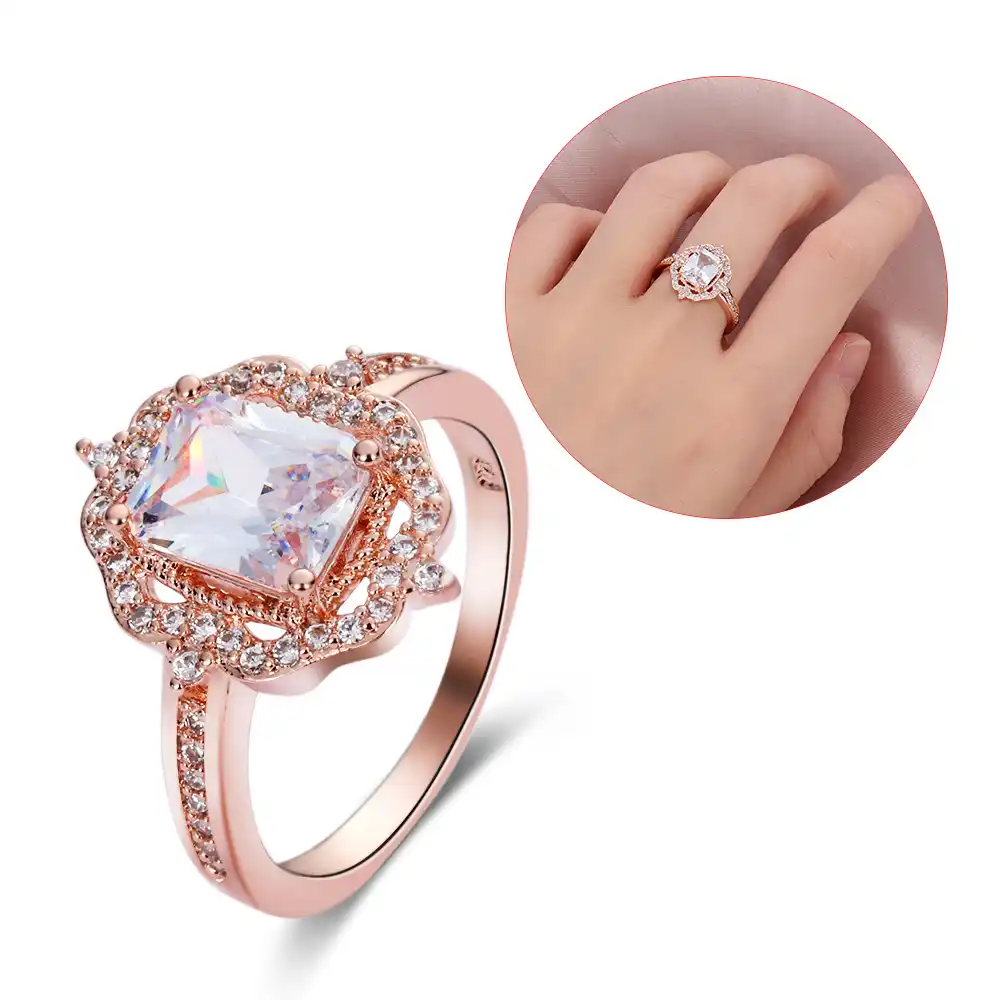 1pcs rose gold filled white crystal birthstone t