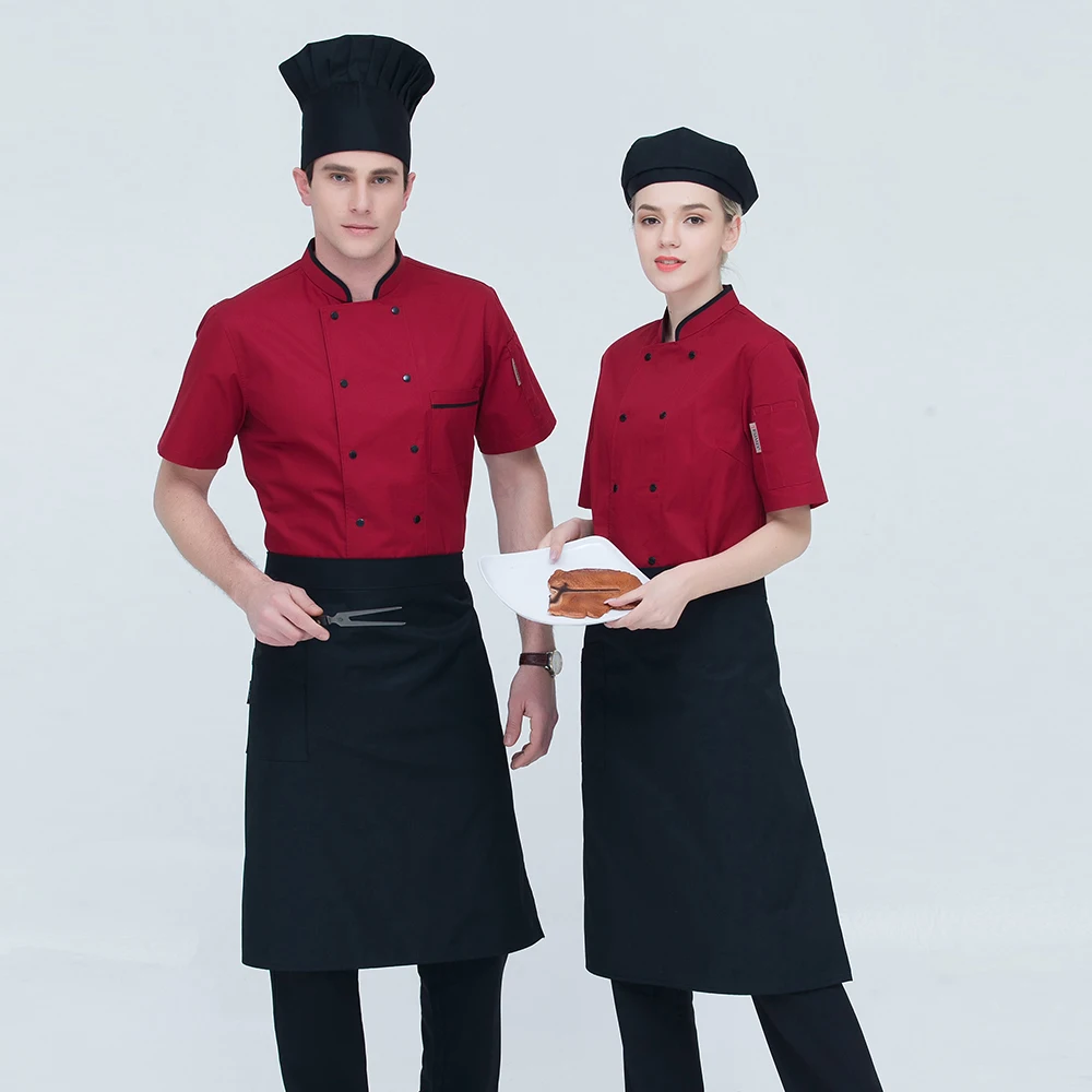 3 цвета M-4XL оптовая продажа женские мужские с коротким рукавом двубортная кухня рабочая одежда шеф-повар куртка Питание Ресторан пекарня