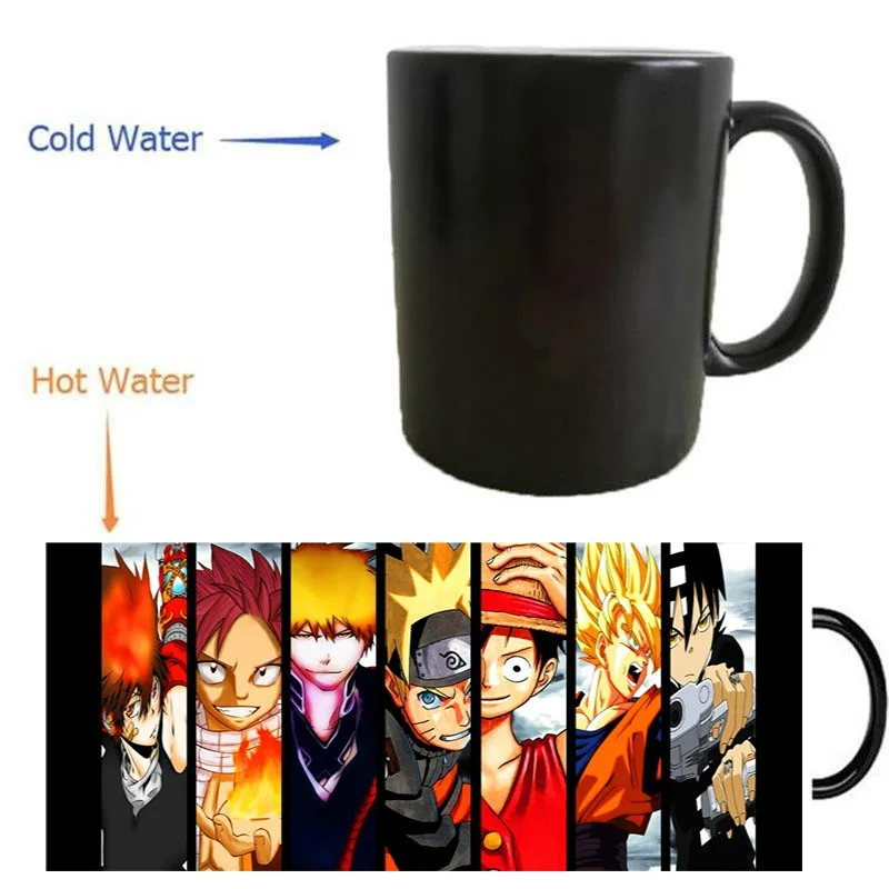 

One Piece Naruto Bleach Dragonball Mugs Morphing Coffee Mug Heat Reveal Heat Sensitive Magical Heat-reactived Wine Mugs