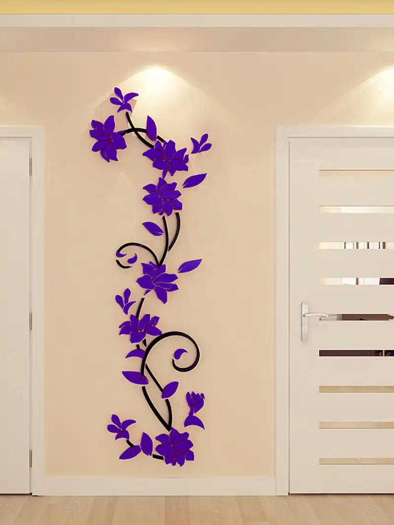 Acrylic Crystal Wall Stickers Living Room Tv Background Plant Flowers Decor Home Decoration Adesivi 3 Acrylic Crystal Wall Stickers Living Room Tv Background Plant Flowers Decor Home Decoration Adesivi 3