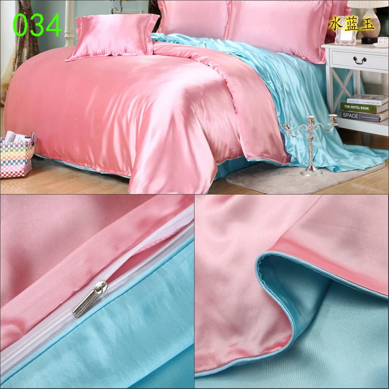 

Water Blue JadeGreen Tribute Silk Duvet Cover Twin Full Queen King Bed 150x200cm 200x230cm 220x240cm Quilt Cover Comforter Cover