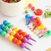 Crayons de 7 couleurs pour enfants, 1 pièce, fournitures artistiques, stylo Pastel, ensemble de dessin, papeterie avec visage souriant, fournitures scolaires Kawaii