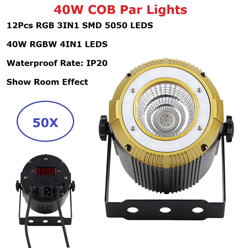 Дешевая цена 40 Вт RGBW 4в1 LED COB Par огни с 12 шт. RGB SMD5050 светодиоды DMX 7/11 каналы