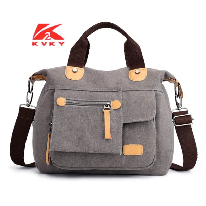 KVKY Large Capacity Women&#39;s Canvas Handbag Casual Canvas Shoulder Bags Vintage Crossbody ...