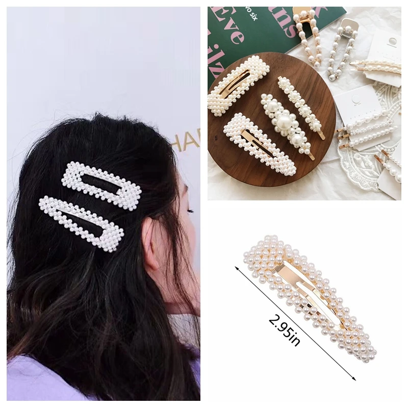 

New Full Pearl Hair Clips For Women Korean Sweet Imitation Pearl Hairpin Barrette Hairgrip Girls Headwear Hair Accessories