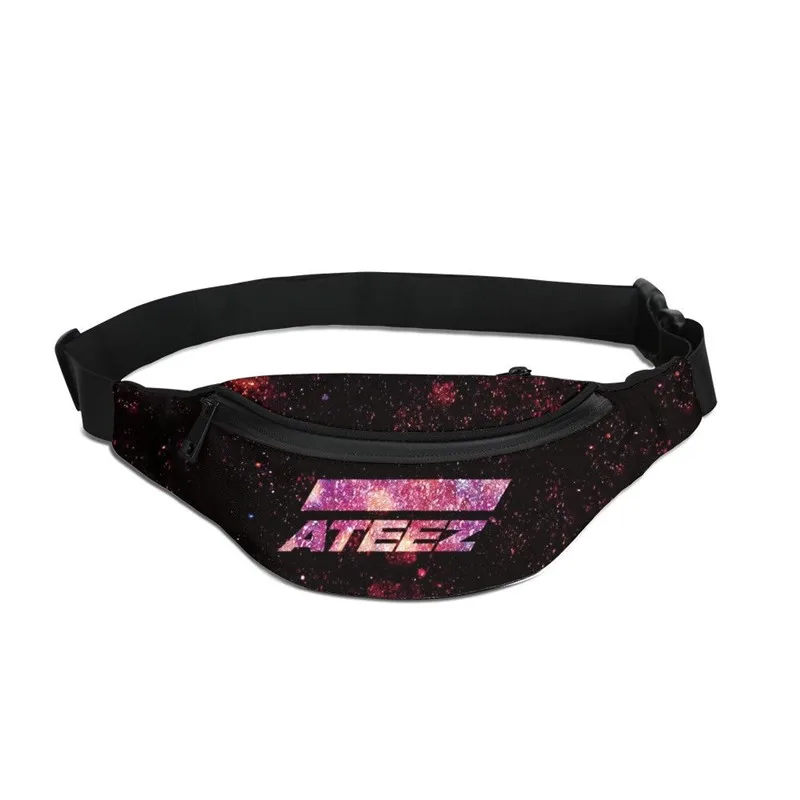 

Unisex Running Waist Bag Fashion Kpop Group ATEEZ Letter 3D Printing Hip Belt Fanny Pack Pouch Headphone Cable Hole Chest Bag