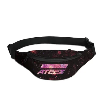 

Unisex Running Waist Bag Fashion Kpop Group ATEEZ Letter 3D Printing Hip Belt Fanny Pack Pouch Headphone Cable Hole Chest Bag