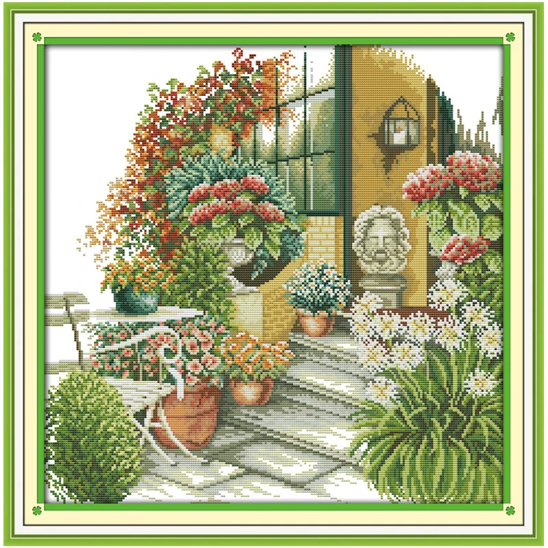 

The Leisurely Courtyard Counted Cross Stitch 11CT 14CT Cross Stitch Set Wholesale Scenery Cross-stitch Kit Embroidery Needlework