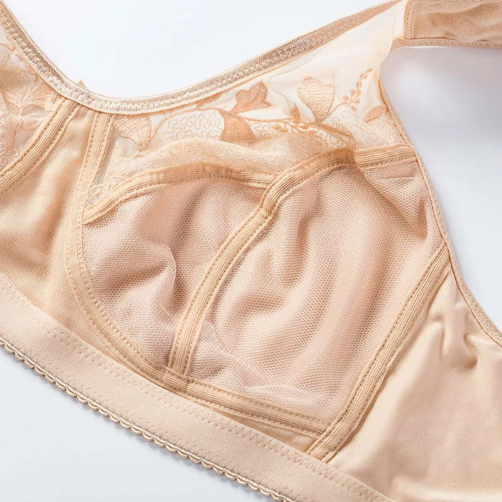Beste Vrouwen Zachte Cups Embroibered Draadloze Full Coverage Minimizer Bh Maat 34 44 Bcd Dd E