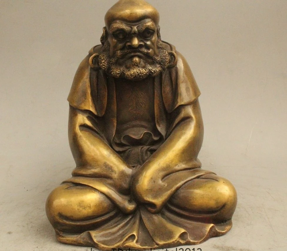 

9" Chinese Buddhism Copper Seat Eminent monk Dharma Bodhidharma Damo Statue