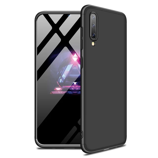 Черный 3-в-1 чехол-накладка для samsung Galaxy A10 A20 A30 A40 A50 A70 ПК Жесткий матовый чехол-гибрид для телефона чехол-Броня с защитной оболочки Coque - Цвет: Черный