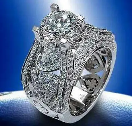 

White Stone Rings for Women Silver Color Ring Cubic Zirconia Ring Clsssic Jewelry Wholesale Bague Femme Anillos Mujer O5C149