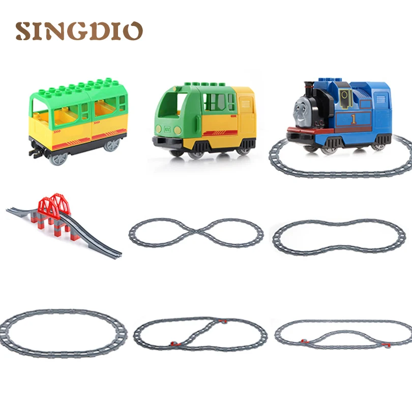 

Thomas Train Track Toys Carriage Cross/Straight/Curved transfer Rail Building Blocks Compatible with dduplo educational toy