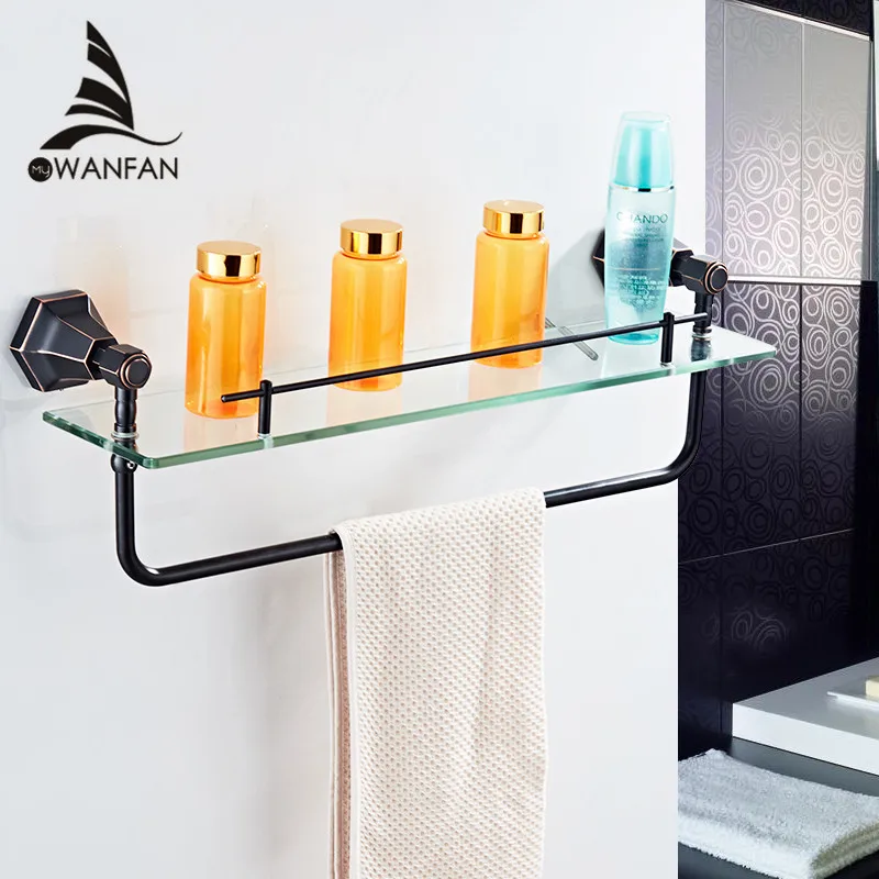 

Wall Mounted ORB Bathroom Bath Shelf with Towel Holder Hotel Home Clothes Towel Holder Storage Rail Shelf 93013ORB