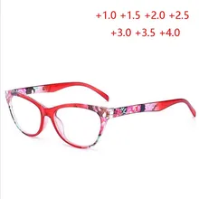 Модные очки «кошачий глаз» для дальнозоркости в стиле унисекс, ретро, красная/синяя оправа, очки для чтения для пожилых людей, Lentes de lectura mujer+ 1,0 до+ 4,0