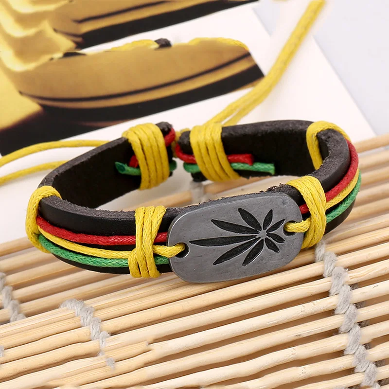 Женский кожаный браслет KYSZDL винтажный в стиле панк красный зеленый|leather bracelet