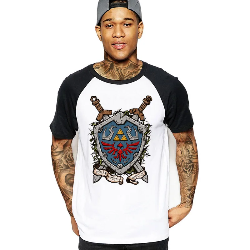 

2018 Summer Fashion Shield The Legend Of Zelda T Shirt Men Short Sleeve Soft Cotton Male T-shirt Tops Tee Plus Size black tshirt
