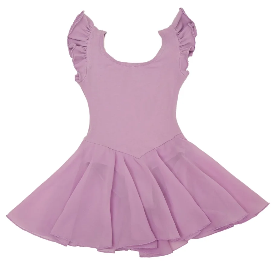 Girls Short Sleeve Purple Leotard Ballet Dancewear Cotton Spandex Leotards Bodysuit Gymnastics