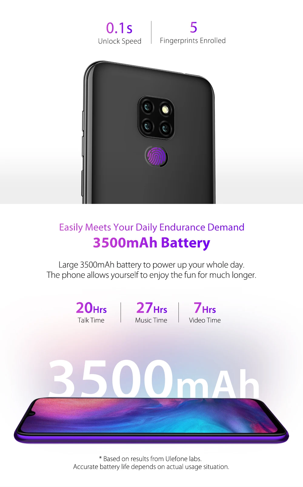 Ulefone Note 7P Smartphone Android 9.0 Quad Core 3500mAh 6.1 inch Waterdrop Screen 3GB+32GB Mobile phone