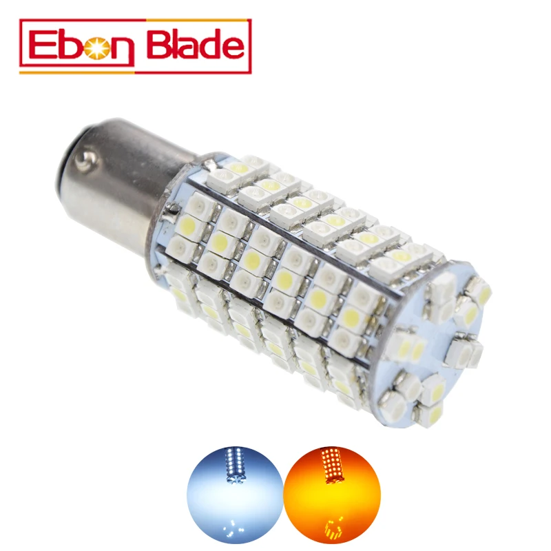 

1Pcs Dual Color 1157 BAY15D P21/5W Auto Lamp 3528 1210 120SMD White Amber LED Switchback Turn Signal Light Bulbs 12V DC