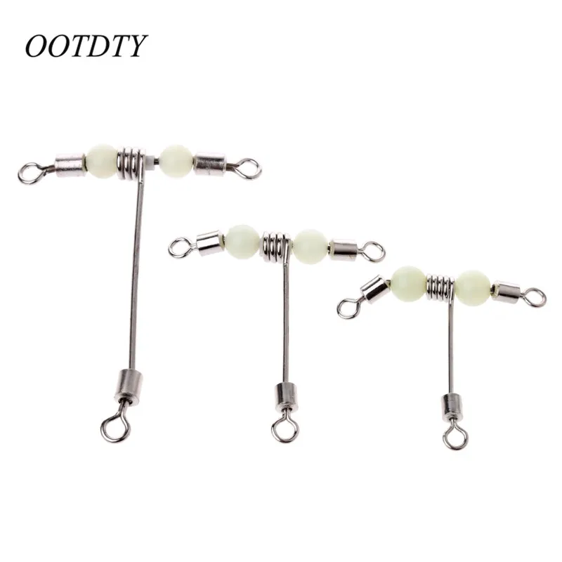 

OOTDTY 5pcs 3 Way Luminous T-shape Cross-line Rolling Swivel With Pearl Beads Fishing Swivels Fshhooks Fishing Vonnector