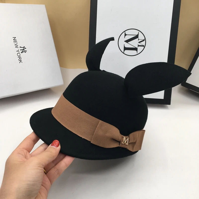 

Hats for men and women fashion short eaves baseball cap hat joker minus age lovely rabbit ear cap visors fedoras