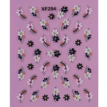 Черный 3D Цветочный дизайн переводные наклейки для ногтей переводные наклейки для леди и женщин инструменты для маникюра наклейки для ногтей XF294