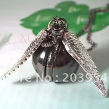 Гарри кварцевые карманные часы Летающий шарик,, черный серебристый крылья для мужские женские ожерелья Y027