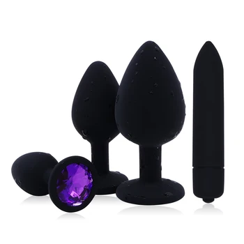 Sex Shop Purple Crystal Jewelry Butt Plug Massager Silicone Dildo Vibrator Anal Plug Women Gay Sex Toy (10 Speeds Vibrator) 6