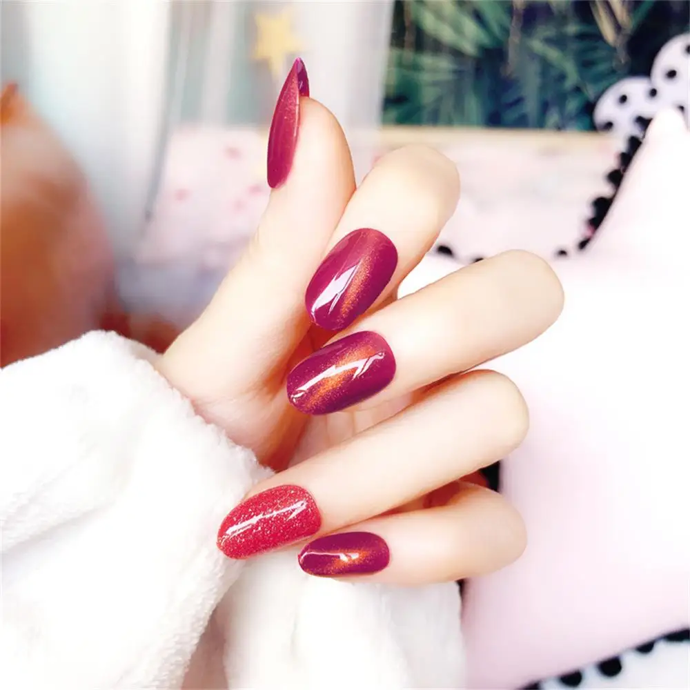 

24pcs/set Fake Nails Cat Eye Design Artificial French Multiple Colors False Nails Tips Press on Nails with Glue Sticker Nail Art