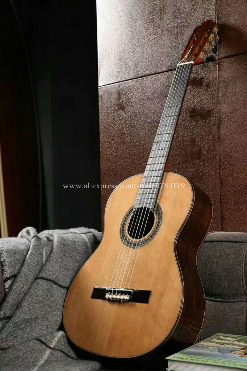 39 inch Handmade Spanish guitar,Finlay SOLID Cedar /Rosewood classical guitar with Nylon string,Acoustic guitarras+hard case