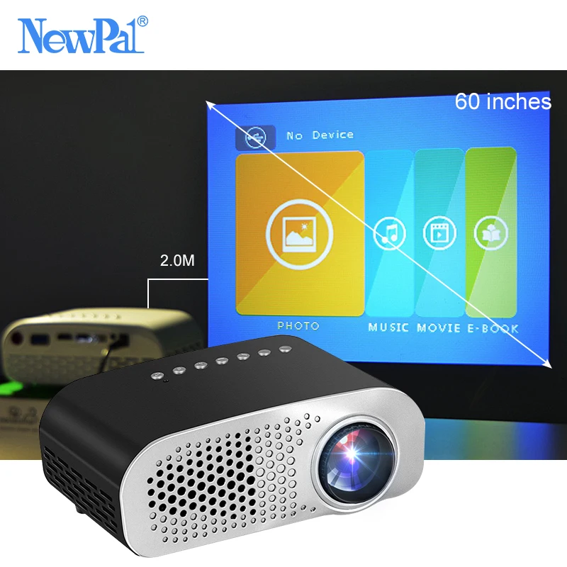Newpal جهاز عرض (بروجكتور) ليد GP802A المنزل متعاطي المخدرات للأطفال 1920*1080 P HD جهاز عرض صغير دعم SD HDMI USB Newpal جهاز عرض (بروجكتور) ليد GP802A المنزل متعاطي المخدرات للأطفال 1920*1080 P HD جهاز عرض صغير دعم SD HDMI USB
