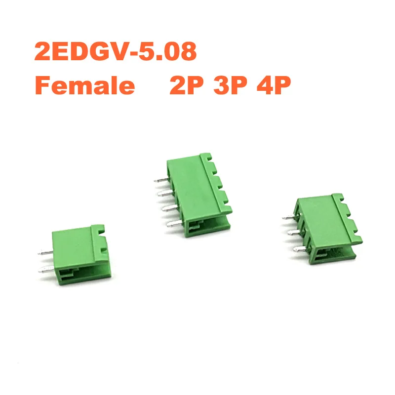 30/50 шт шаг 5 08 мм 2P 3P 4P винтовой разъем PCB Клеммная колодка 2EDGK 2EDGV открытый прямой