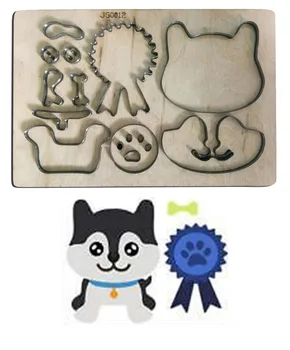 

Dog and badge Frame Wooden Cutting Dies Stencils for 2019 DIY Scrapbooking photo album Embossing Craft Mould Regola Acciaio Die