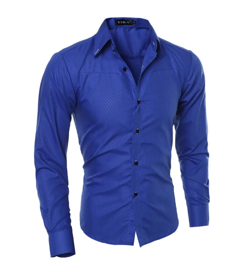 

Men Shirt 2019 Camisa New Arrival Male Solid Color Mandarin Collar Business Long Sleeve Casual Shirt Cotton Dress Shirts M-5XL10