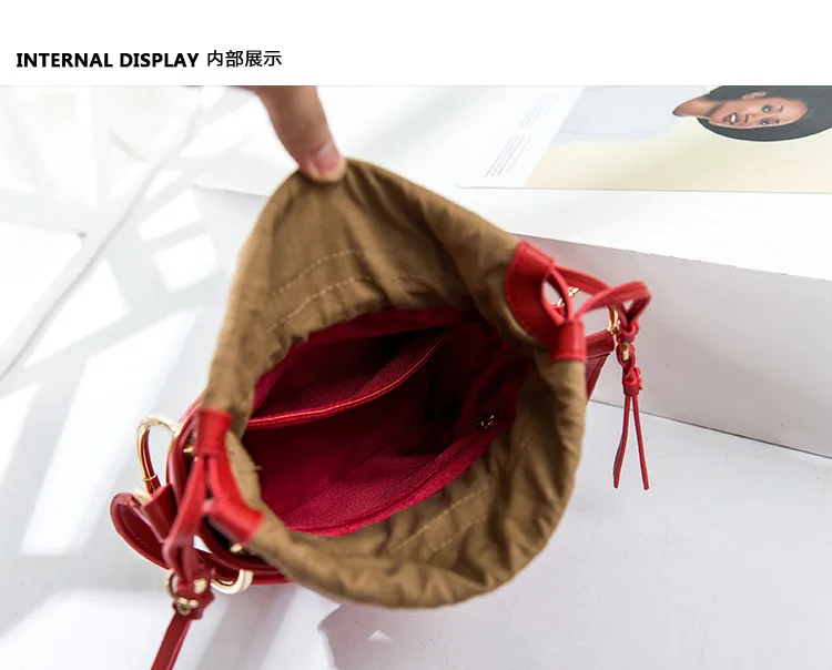 Вышивка Лошадь большие кольца кольцо Drawstring ведро сумка через плечо сумка Цикл Женская микрофибра кожа