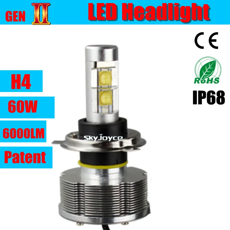 

2 X 30W 3000LM H4 LED headlight kit for auto LED Conversion kit H4 high low beam car headlamp spot/flood beam lamp bulb H4