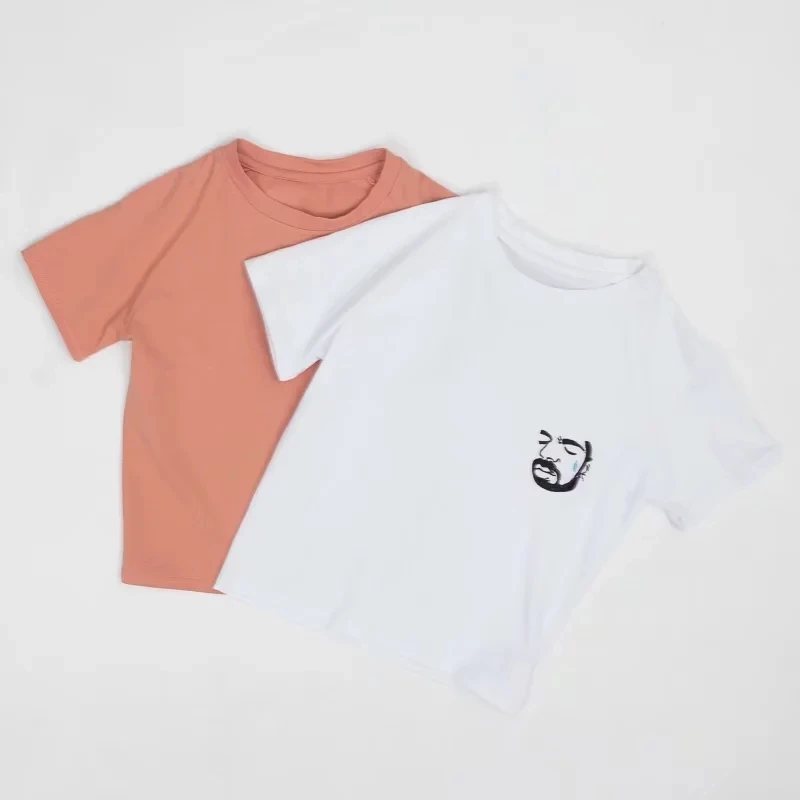 Новый kawaii Топ 2018 Лето головы слезы футболка с вышивкой Женские короткими