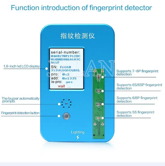 Инструмент обнаружения отпечатков пальцев для iPhone 5S 6 6s 6 p 6s p 7 7 p 8 8 p dactylogram инструмент для ремонта отпечатков пальцев JC PRO 1000 S - Цвет: fingerprint tester