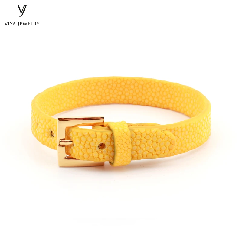 Simple Clasp Flat Stingray Python Cord Wrap Bracelet Charm Cuff Leather Men Bracelet 8mm Real Python Stingray Leather Wristband Adjust Bracelet (47)