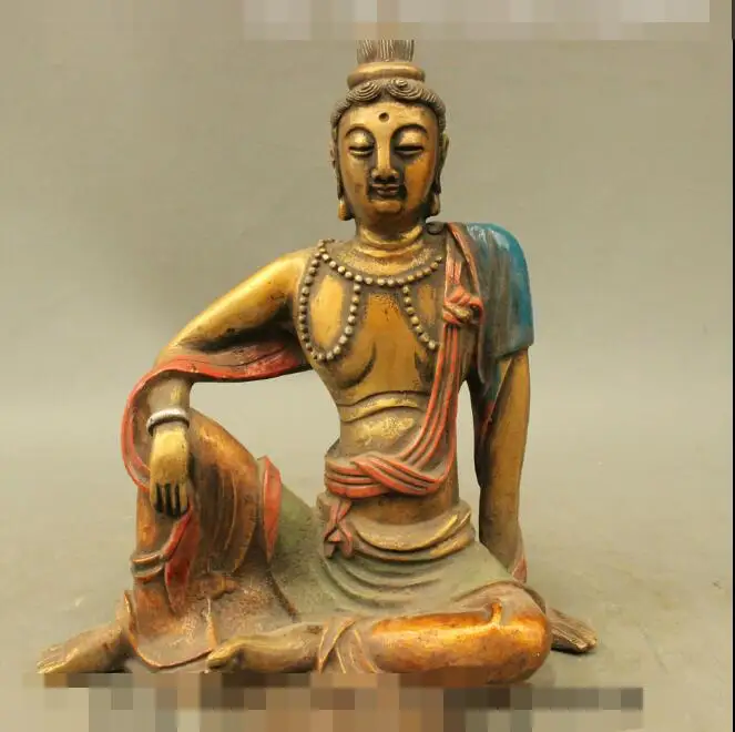 

song voge gem S6720 11" Folk Chinese Bronze Painting Buddhism fast GuanYin Goddess Kwan-Yin Statue