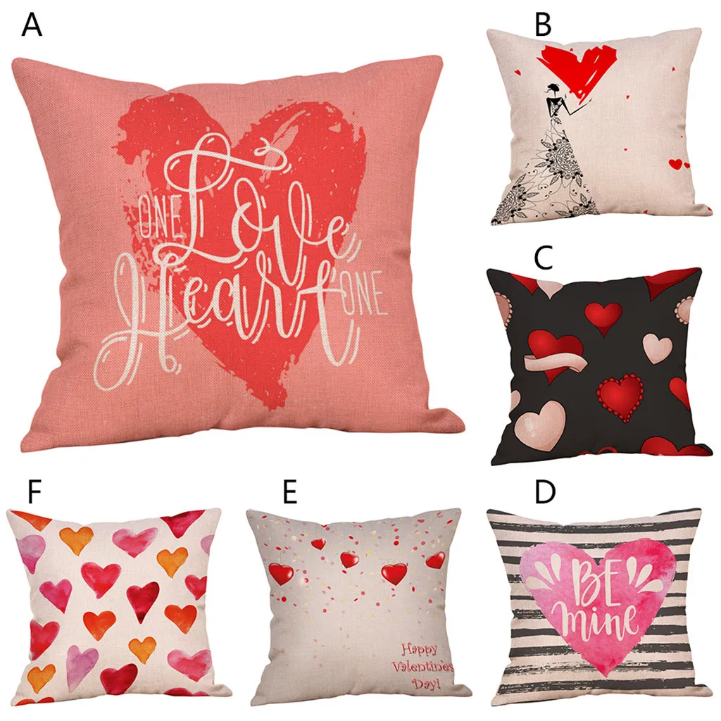 Happy Valentine's Day Throw Pillow Case Sweet Love Square Cushion Cover