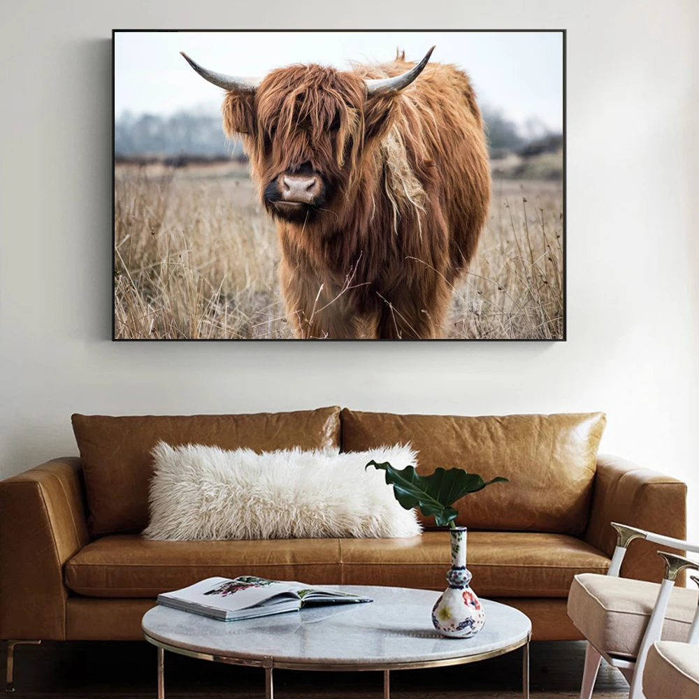 

Highland Cow Canvas Art Paintings Modern Animals Wall Posters And Prints Cow Art Pictures For Living Room Cuadros Decoration
